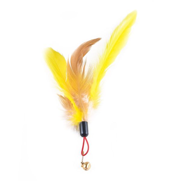 

durable interesting 5pcs cat teaser replacement feathers with bell for interactive kitten toy wand refills 1pc