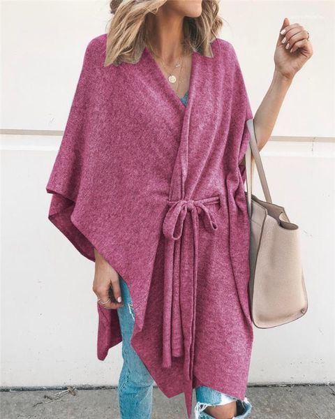 

neck capes fashion colors batwing sleeve cardigan cape with belt casual bathing foulard womens designer v, Black