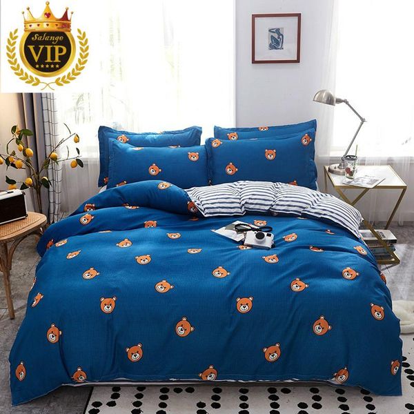 

branded winter polyester cotton bedding set designer 4 pcs sheet duvet cover pillowcases home textiles comfortable bedclothes