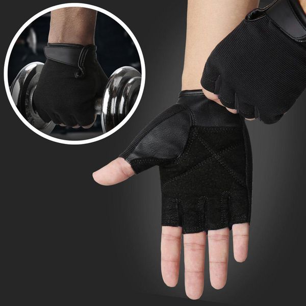 

men cycling rowing weightlifting power grip black half finger pair of sports exercise adults gloves