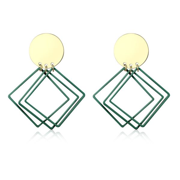 

european and american new simple geometric disc box earrings female pink romantic wedding earrings jewelry zk40, Silver