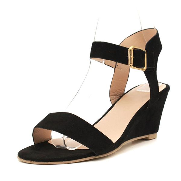 

sandals ladies pumps buckle strap sandals gladiator shoes fashion 35-43 size wedges shoes for women sandalia feminina high heels, Black