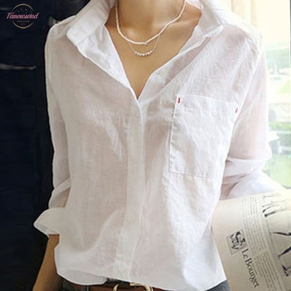 

spring shirts women cotton white shirt turn down collar long sleeve casual women drop shipping