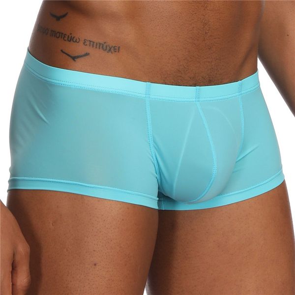

men underwear boxer shorts mens ice silk seamless u convex underpants, Black;white