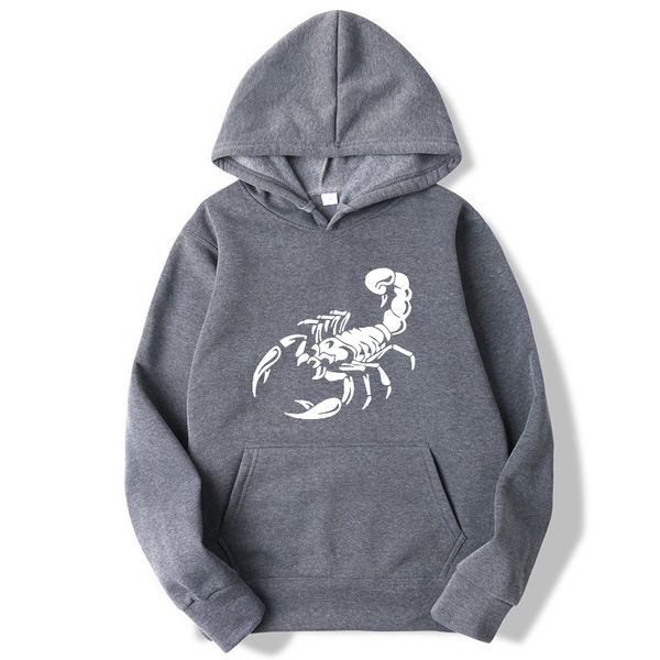 

fashion brand men's hoodies scorpion printing blended cotton spring autumn male casual hip hophoodies sweatshirts hoodie, Black