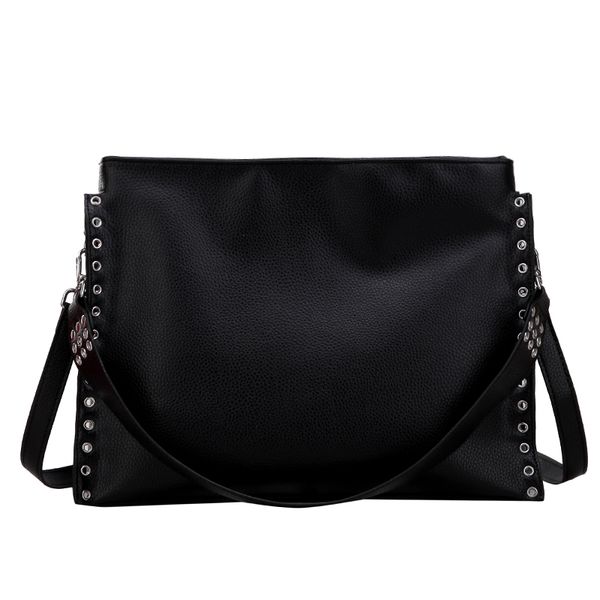 

винтажная мода большой tote мешок 2019 новое качество мягкая кожа женская сумка высокая емкость rivet плеча сумка