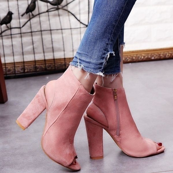 

мода женщины девушки досуг полые назад peep toe коренастый высокие каблуки молния повседневная гладиатор сандалии feminino сандалии обувь a7, Black