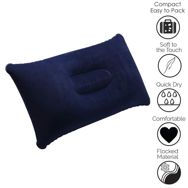 

ultralight inflating cushion pillow outdoor camping travel flocking inflatable pillow for neck & lumbar support while camp hike