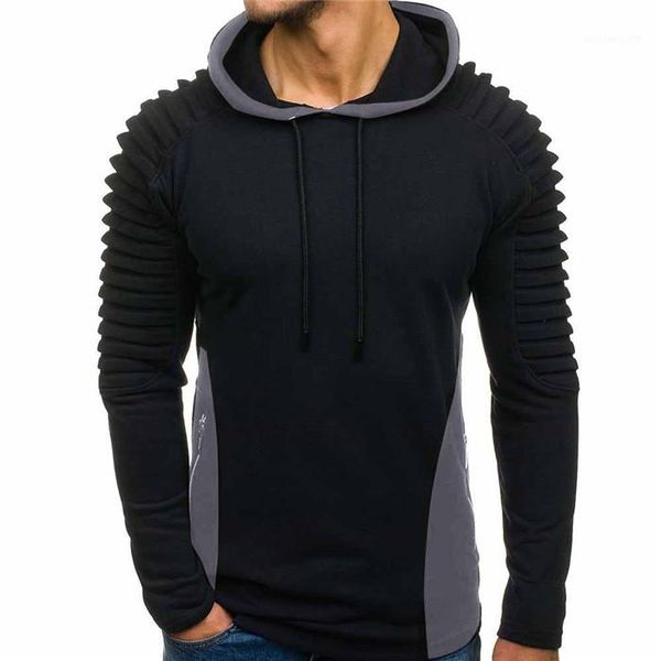 

sleeve fashion mens mens panelled draped designer hoodies slim pullover zipper sweatshirt long, Black
