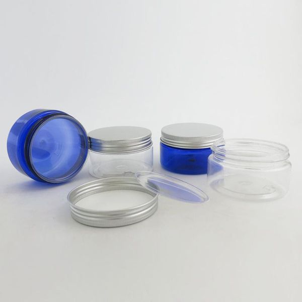 

packing bottles 24 x 100g diy mini portable blue clear jar pot box makeup nail art cosmetic cream 100ml aluminium cap container plastic