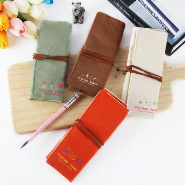 

vintage pencil bag linen pencil pouch stationery pennen etui pen cases trousse stylo school supplies stationery gifts for girls