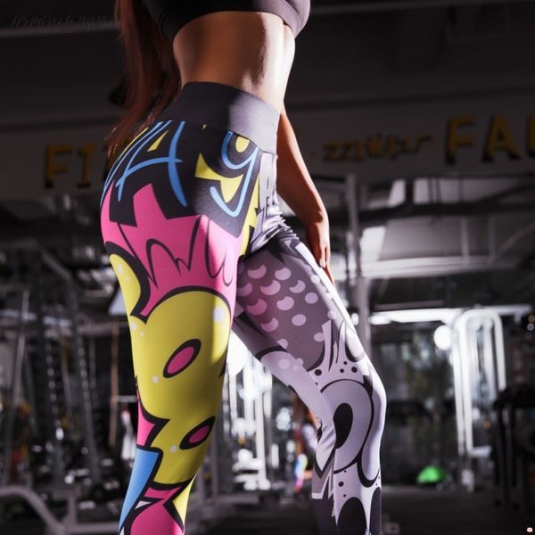 

legings women cartoon clubwear printed leggins high high stretch girls legging punk rock leggin fashion pants evening 2019 sweatpants, Black