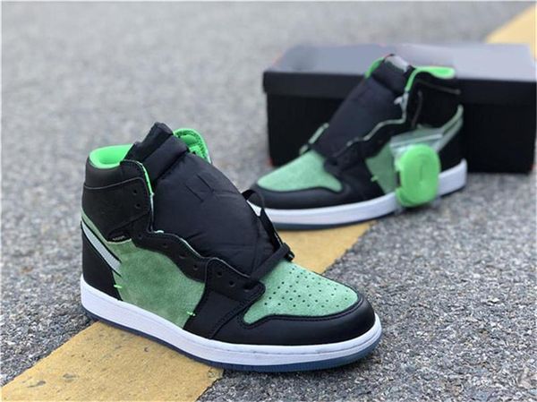 

оптовая воздуха аутентичная воздух 1 high увеличить ярость green мужчины баскетбол обувь ретро черный замша зеленый ck6637-002 кроссовок с о, Black