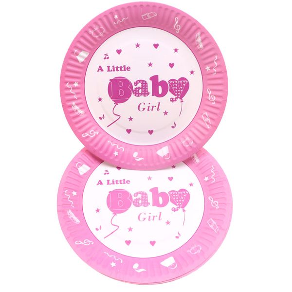 

10pcs/lot 7''pink baby theme round paper plates wedding decorations party supplies birthday party decorations baby shower