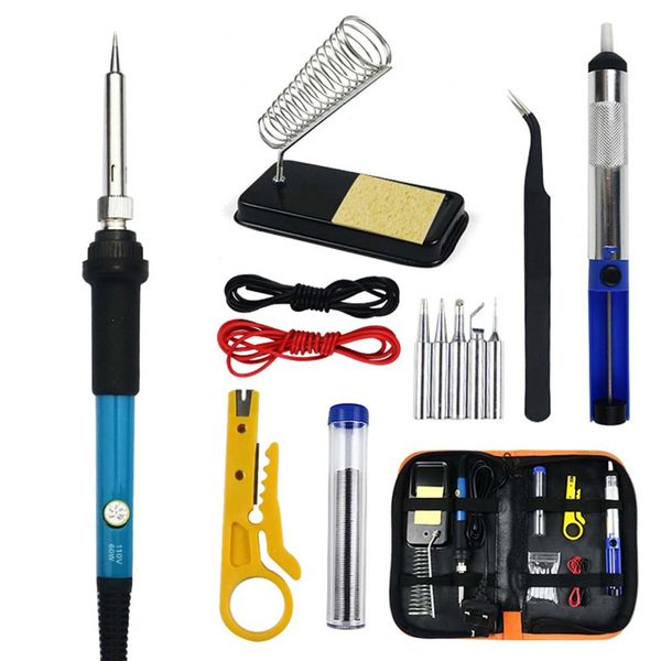 

adjustable temperature 60w soldering iron kit electronics welding irons tool uk plug
