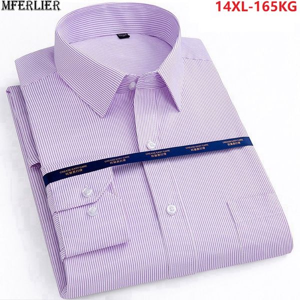 

autumn office shirts men striped shirts long sleeve formal husband shirt plus size big 8xl 9xl 10xl 12xl 14xl blue white 160kg, White;black