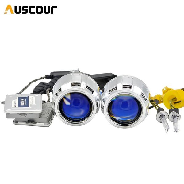 

ver 7.1 blue coating bi xenon hid projector lens xenon kit 55w 6000k ac bulb ballast retrofit h1 h4 h7 car assembly kit