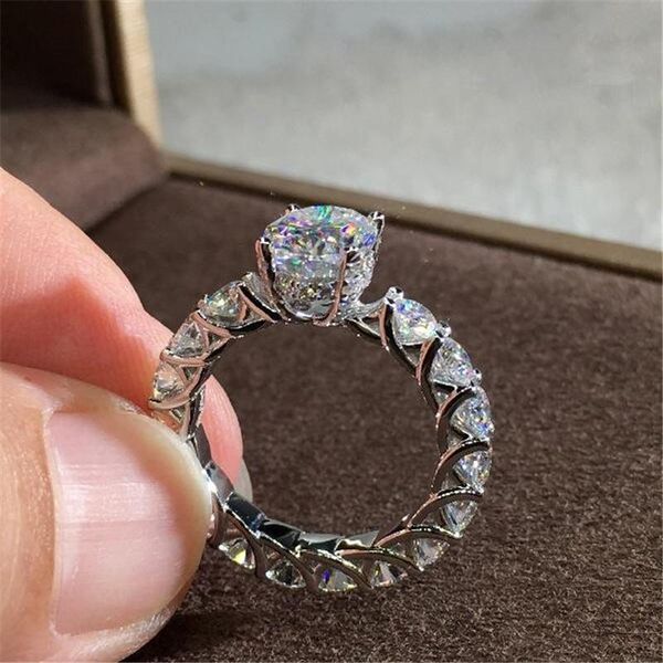 

luxury jewelry 925 sterling silver oval cut white z cz diamond gemstones women wedding engagement party bridal ring for lovers' gift, Slivery;golden