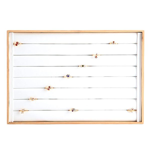 

bamboo wood jewelry display jewellery tray ring holder necklaces organizer bracelets showcase pendants box, Pink;blue