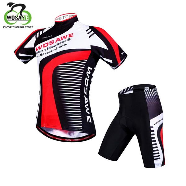 

wosawe cycling jersey shors suits sets summer man cycling clothing sportswear mtb road bicycle 4d breathable gel pad shorts, Black;red