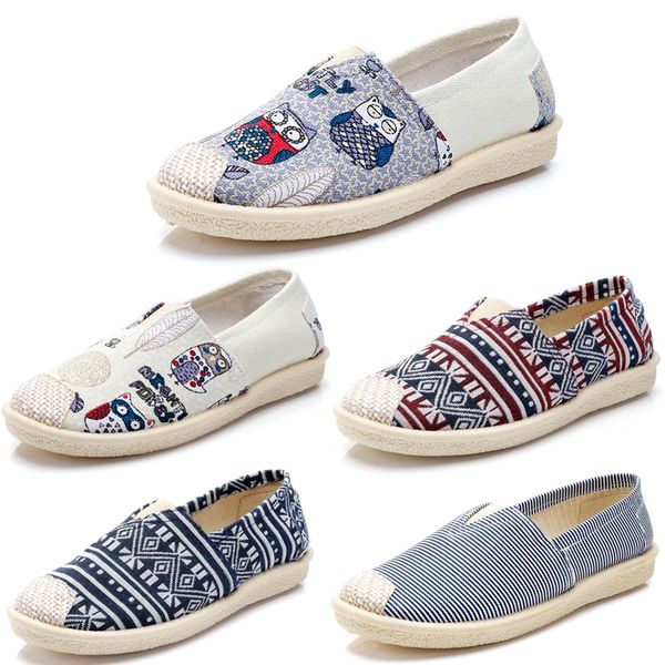 

non-brand vintage women shoes slip on espadrilles chaussures flats casual canvas shoes classic loafers sneakers 35-40 style 3, Black