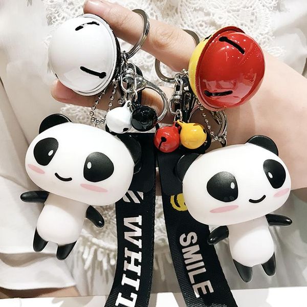 Kreative Cartoon Panda Schlüsselanhänger Nettes Paar Eine Geschenktüte Anhänger Glocke Schlüsselanhänger Auto Anhänger Schlüsselanhänger Ring Charme Schmuck 10 Teile/los