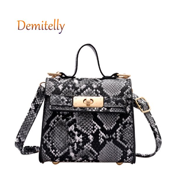 

new snake pattern women's handbag mini texture metal lock single shoulder messenger bag wild lady tote bag crossbody wallet