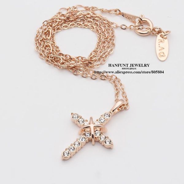 

n451 n452 cross necklaces rose gold color fashion pendant jewelry cubic zirconia crystal wholesale, Silver