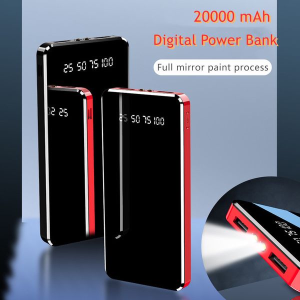 

Зеркало светодиодный цифровой дисплей 20000 мАч Power Bank Портативный внешний зарядное устройство 10000 мАч Powerbank для iPhone 7 Samsung Xiaomi