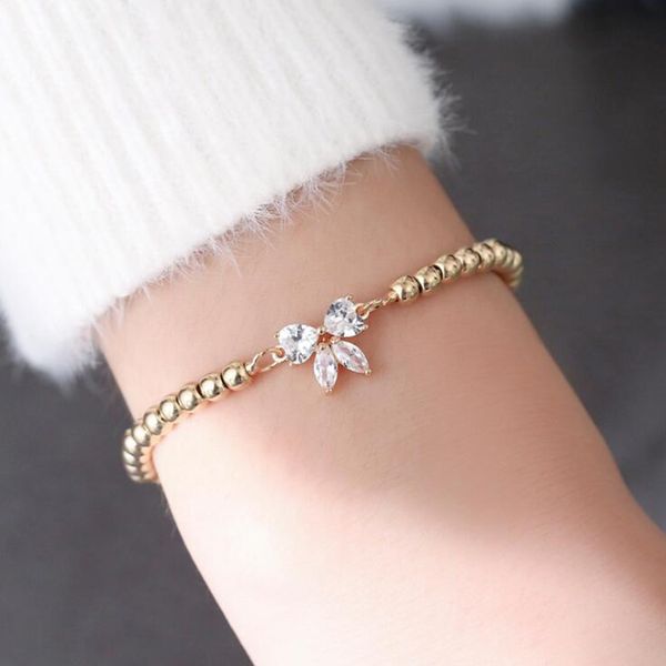 

fashion crystal beads bracelets for women gold color butterfly bracelet sweet charm bracelet friends gifts jewelry jewellery, Golden;silver