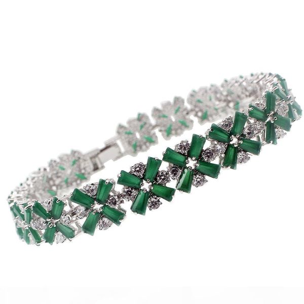 

925 sterling silver links bracelets rhinestone natural gemstone white z emerald ruby amethyst 8 inch, Black