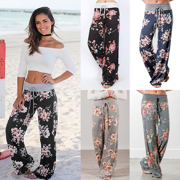 Compre Pantalon Acampanado Floral Para Mujer Cordon Estampado De