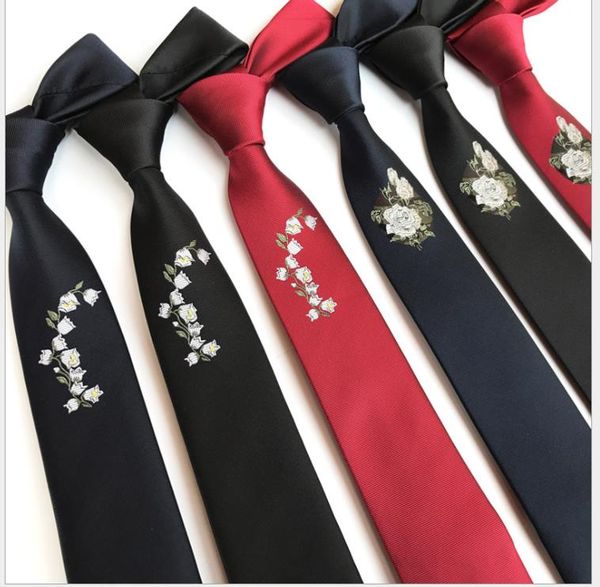 

fashion narrow 6cm men's tie embroidered rose magnolia tie, Blue;purple