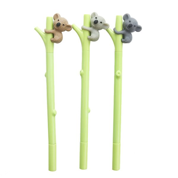 

3pcs cute koala pen ballpoint 0.5mm black color gel ink pens for writing climbing green branch stationery office school a6719