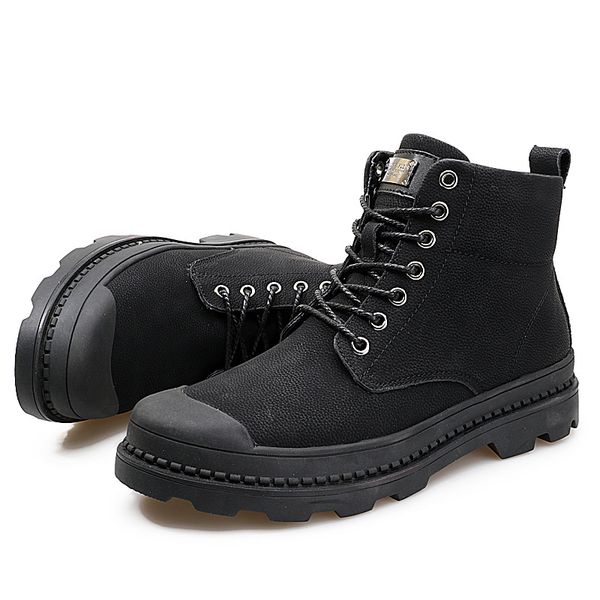 

male winter warm motorcycle military ankle martin boots high shoes genuine leather cowskin fur big size38-45 men fashion footwear, Black