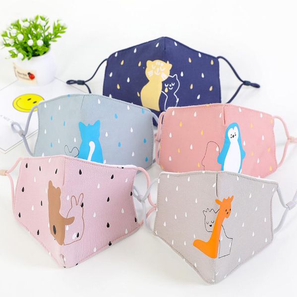 

Свободный DHL FedEx груза милый цветастый регулируемый Cartoon Cotton Five Designs Анти Dust Детские маски для лица