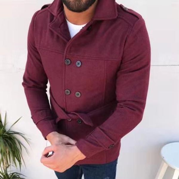 

classic winter men abrigo hombre slim fit cardigans coat blends coat jacket solid long windbreaker clothing trench men, Black