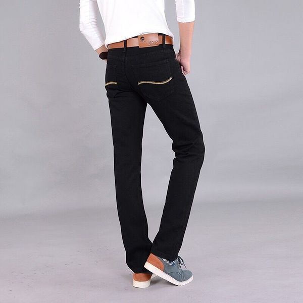 

reebozo men's straight denim jeans navy blue solid long jeans new fashion male classic style denim size 28-38
