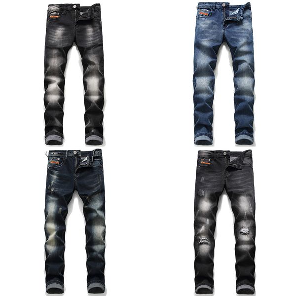 

brand new diesel men jeans distressed ripped biker mens slim fit motorcycle biker denim jeans skinny ripped 2020 fashion designer pants, Blue