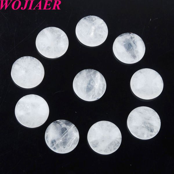 

wojiaer natural white crystal beads gem stones round 14x5mm cabochon cab no drill hole jewelry making du8221, Black