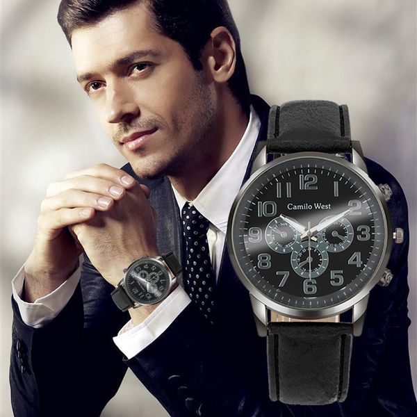 

men's watch fashion business glass casual leather belt quartz watch horloges mannen reloj hombre marca de lujo, Slivery;brown