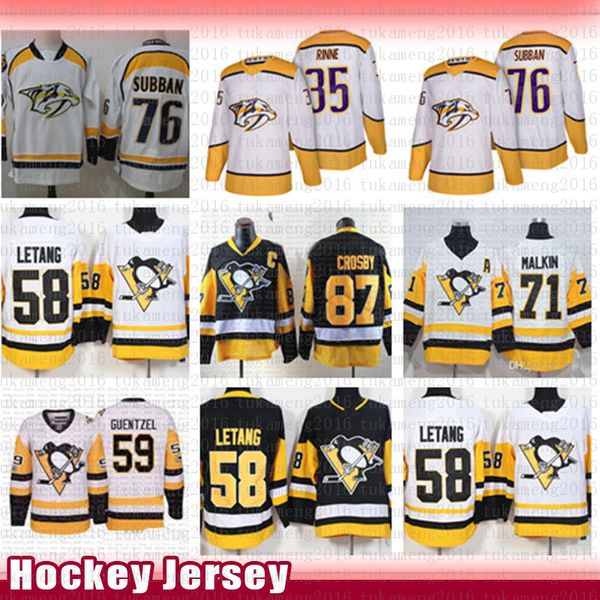 

Pittsburgh Penguins Hockey Jersey Sidney Crosby Practice Kris Letang Evgeni Malkin Jack Guentzel Nashville Predators Pekka Rinne P.K. Subban