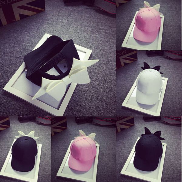 

fashion women bowknot baseball cap snapback adjustable hip hop solid hat summer, Blue;gray