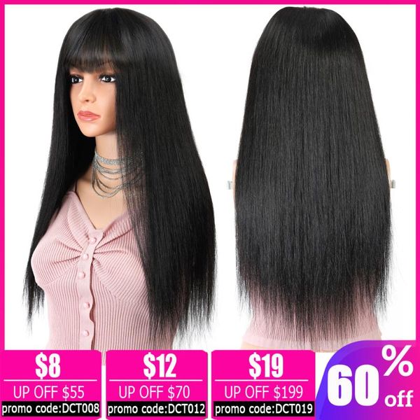 

wholesales price brazilian straight long wig with bangs pixie cut bob wig short human hair wigs for women machine made non-remy, Black;brown