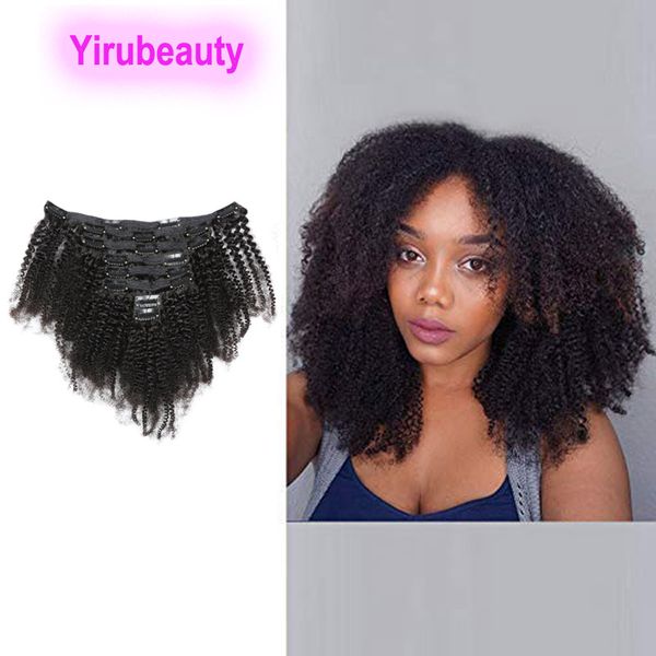 

brazilian virgin hair clip in afro kinky curly clip in hair extensions 8-24inch 120g clip on hair products, Black;brown