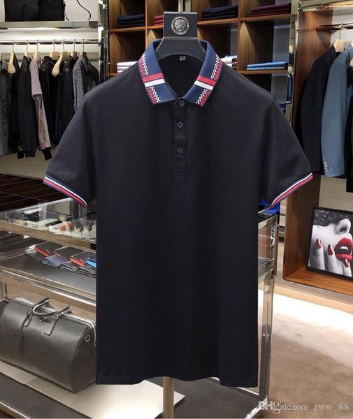 

new arrival 2019 brand men fashion short polo stripe adornment casual camisetas masculinas plus size m-3xl 16525, White;black