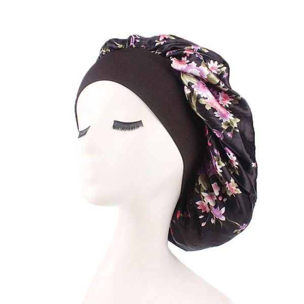 

новый fshion женщины атласная night sleep cap волос bonnet hat silk крышка головки широкий резинка шапочка для душа