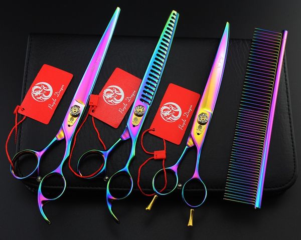 

purple dragon professional pet grooming scissors sets 8 inch,cutting & thinning & curved scissors for dog grooming