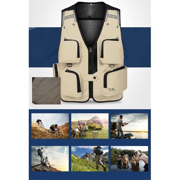 

men waistcoat outdoor multi-pockets pgraphy men fishing vest mesh male vest fishing waistcoat pgraphy clothing, Blue;black