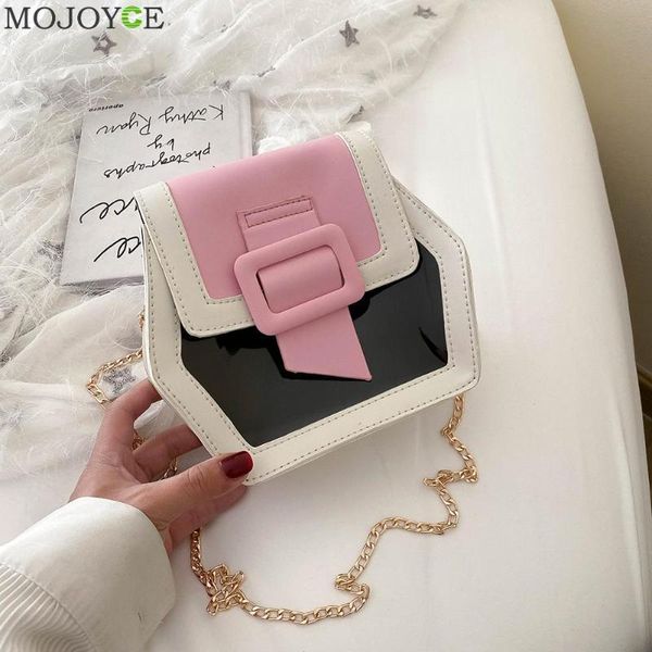 

creative women leather shoulder bags hexagon shape chain crossbody messenger elegant female shoulder travel totes bag